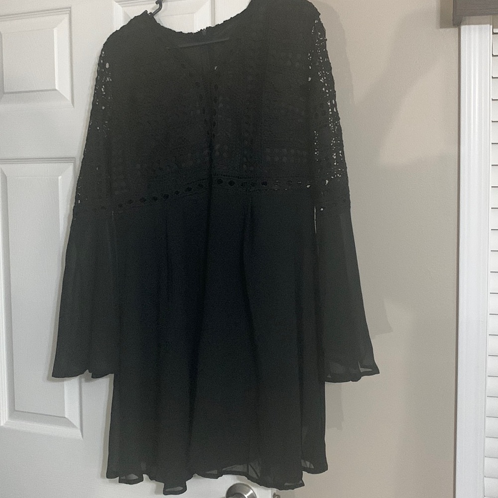 Black dress with beautiful embroidery on top